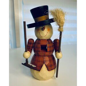 Handcrafted Wooden Snowman Nutcracker Holiday Decor Gift